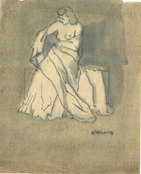 Figura femminile seduta drappeggiata