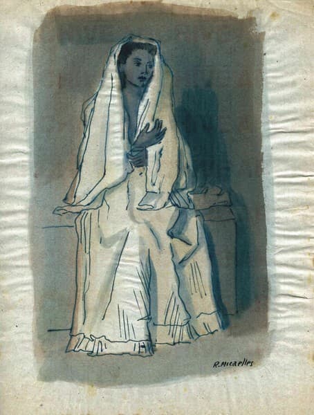 Figura femminile seduta drappeggiata