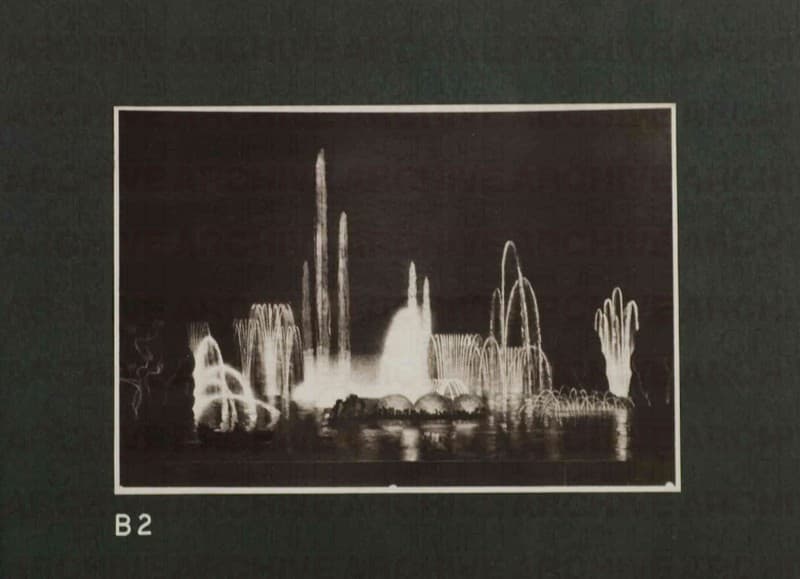 Esposizione Universale di Roma 1942 Foto di bozzetto per Giardini luminosi Particolare menabò