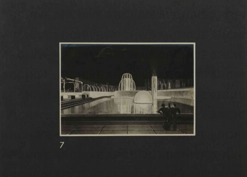 Esposizione Universale di Roma 1942 Foto di bozzetto per piscina luminosa in un giardino d’acqua Particolare menabò
