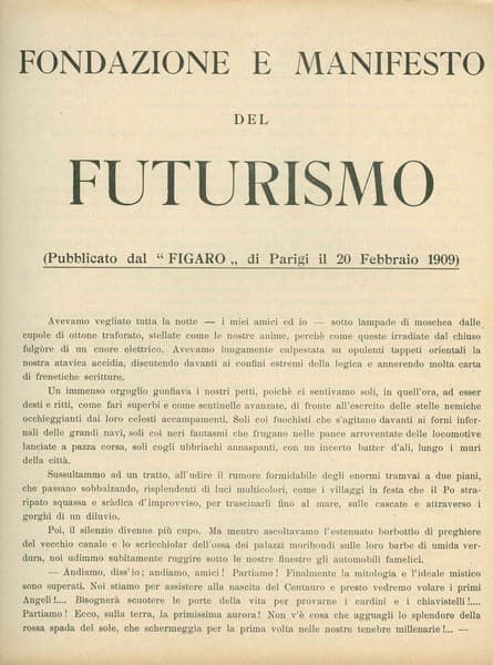 Fondazione e Manifesto del Futurismo