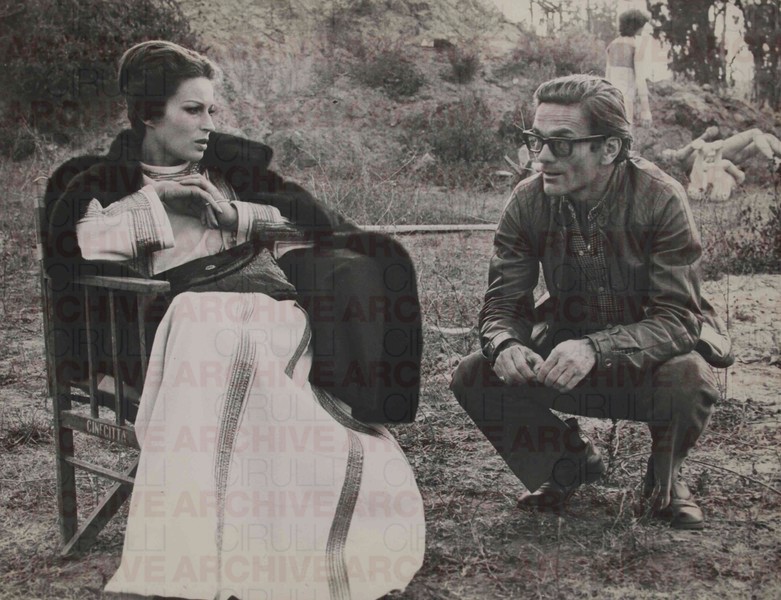 Pier Paolo Pasolini and Silvana Mangano during the filming of “Oedipus Rex”