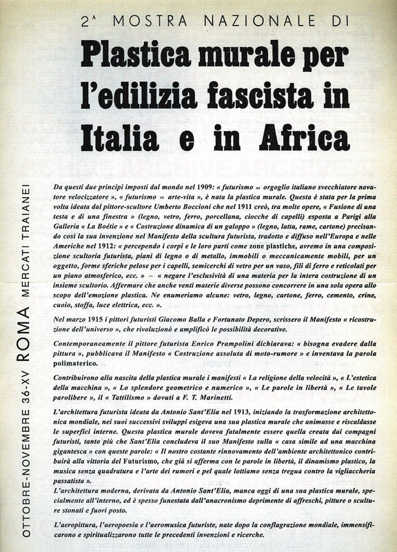 Plastica murale per l’edilizia fascista in Italia e in Africa